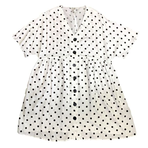 ASOS Womens Shirt Dress Maternity Nursing Polka Dot Button Down Relaxed Fit Sz 8 - Picture 1 of 11
